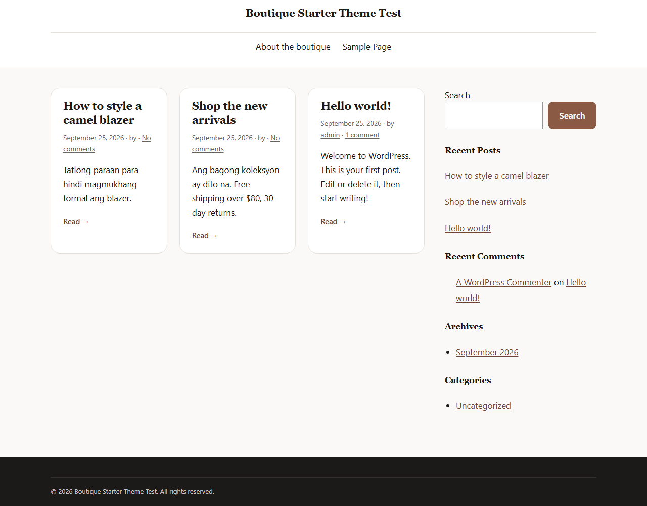 Pro centred header layout with the brand and menu centred on one line.